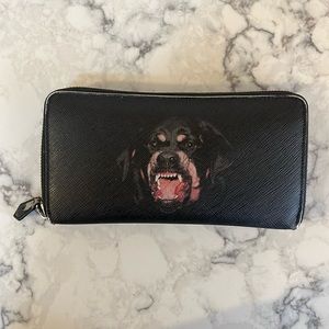 Givenchy Authentic Rottweiler Zip Long Wallet Black